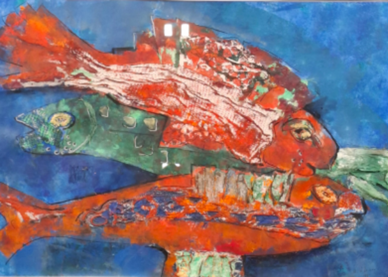 Gemengde techniek, Maya Wildevuur, Vis, 1998