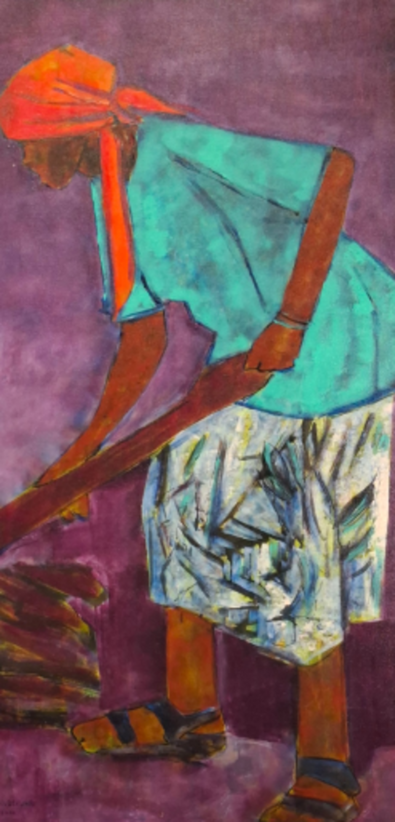 Acryl op doek, Maya Wildevuur, Werkende vrouw, 1998