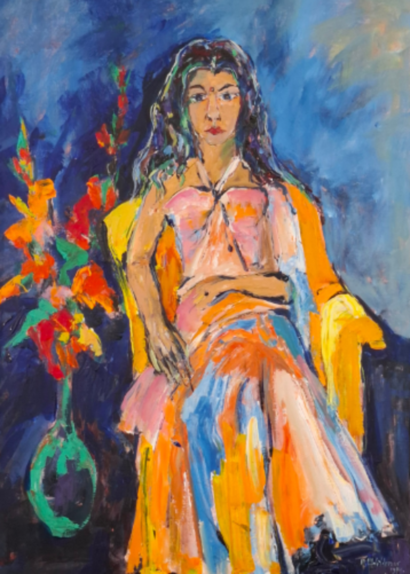 Acryl op doek, Maya Wildevuur, Indiase vrouw
