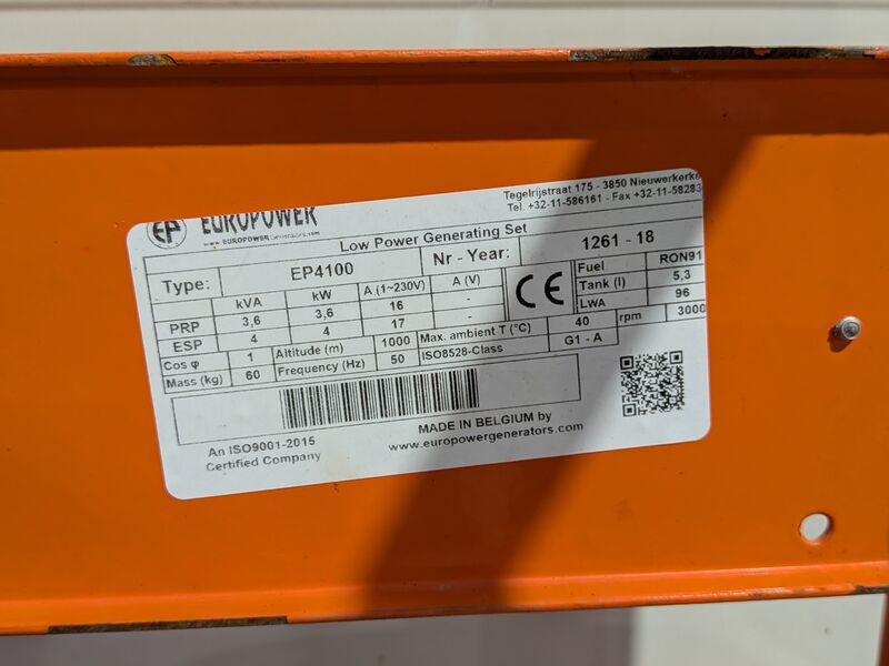 Aggregaat benzine 3,6kVA 2x230V RA, E-power, EP4100, 2018 – foto 7 – kavel bij Onlineveilingmeester, Heerenveen