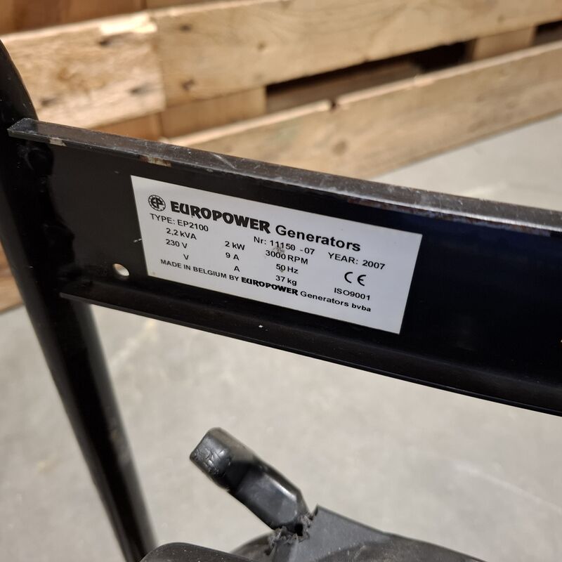Aggregaat, Europower Generators, Ep2100, 2007 – foto 7 – kavel bij Onlineveilingmeester, Heerenveen