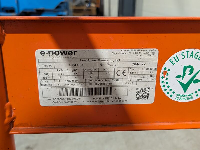 Aggregaat benzine 3,6kVA 2x230V RA, E-power, EP4100, 2022 – foto 8 – kavel bij Onlineveilingmeester, Heerenveen