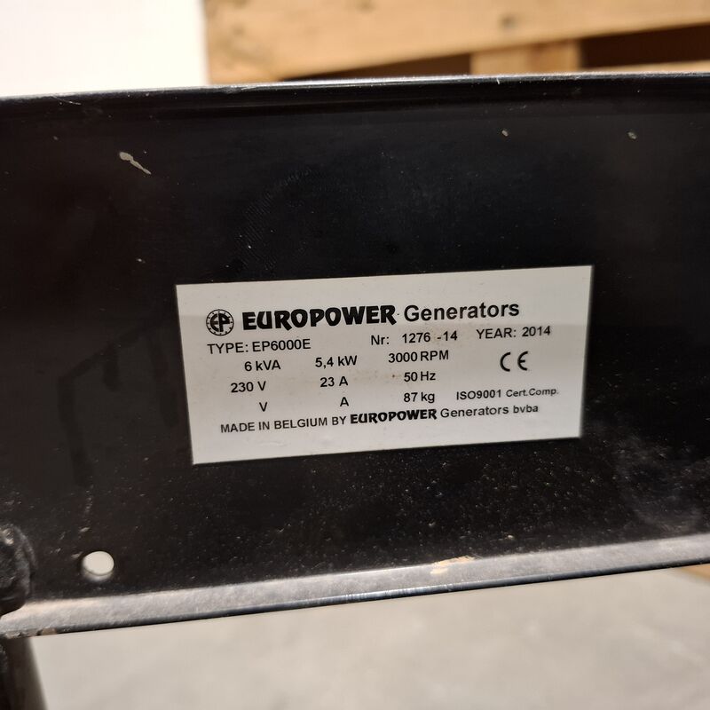 Aggregaat, Europower Generators, EP6000E, 2014 – foto 9 – kavel bij Onlineveilingmeester, Heerenveen