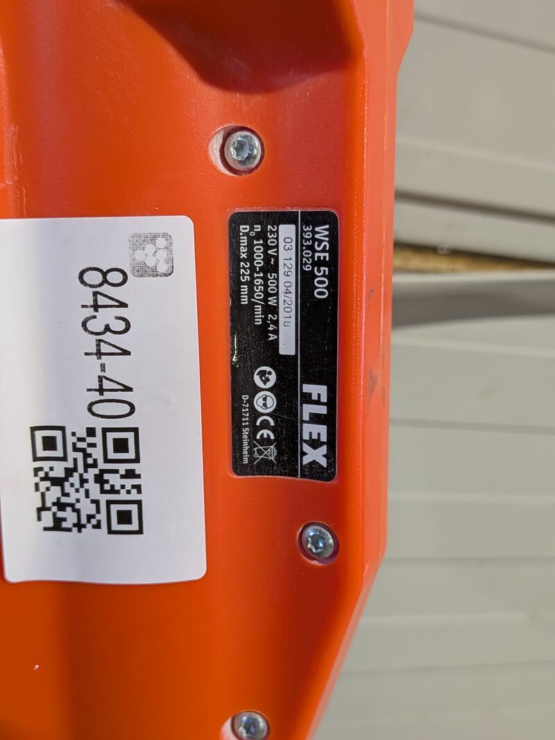 Wand-/plafondschuurmachine - 225mm - 230V, Flex Powertools, WSE500, 2018 – foto 5 – kavel bij Onlineveilingmeester, Heerenveen