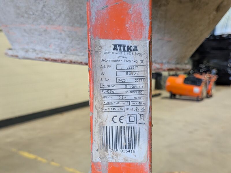 Betonmolen - 145L - 230V, Atika, Profi 145S, 2023 – foto 4 – kavel bij Onlineveilingmeester, Heerenveen