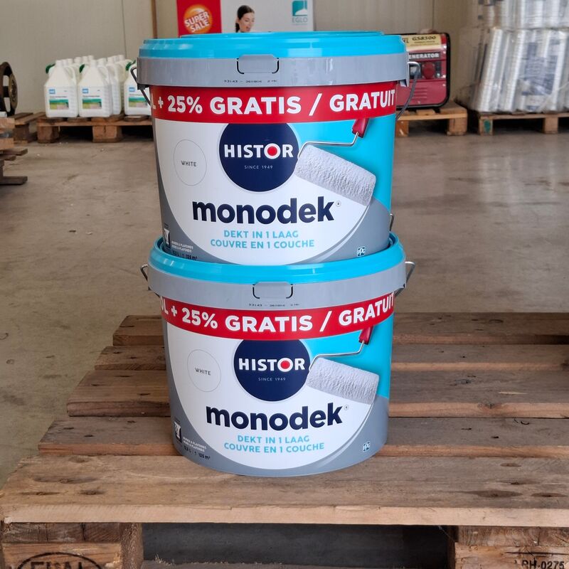 4x 12.5 liter muurverf, Histor, Monodek, Wit – foto 2 – kavel bij Onlineveilingmeester, Raalte