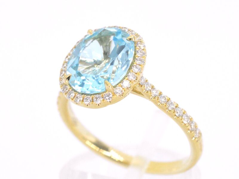 Gouden entourage ring met ovaal geslepen topaas – foto 3 – kavel bij Onlineveilingmeester