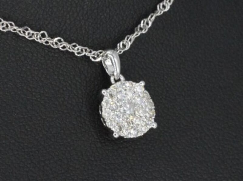 Witgouden hanger met briljant geslepen diamant, excl. ketting