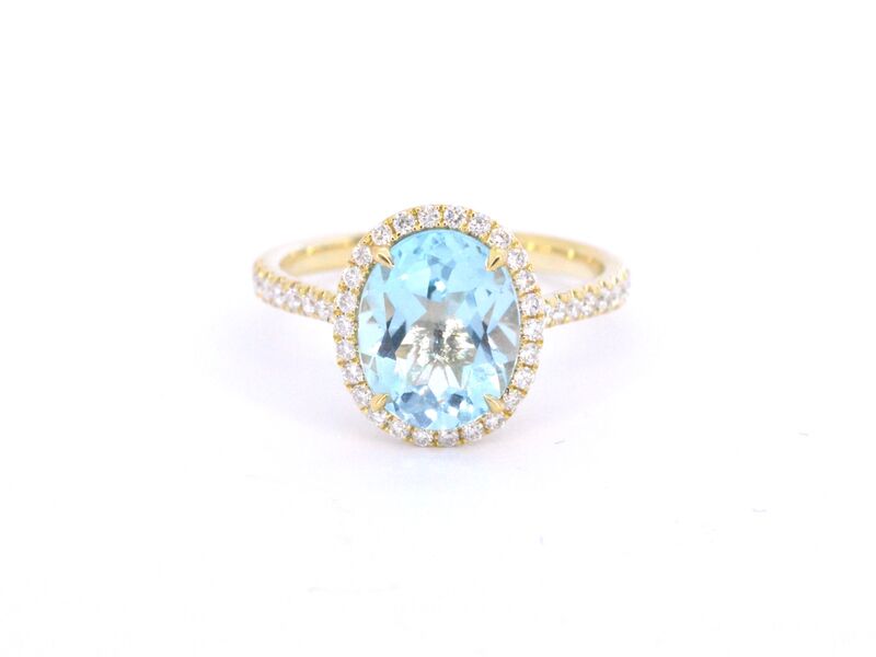 Gouden entourage ring met ovaal geslepen topaas – foto 6 – kavel bij Onlineveilingmeester