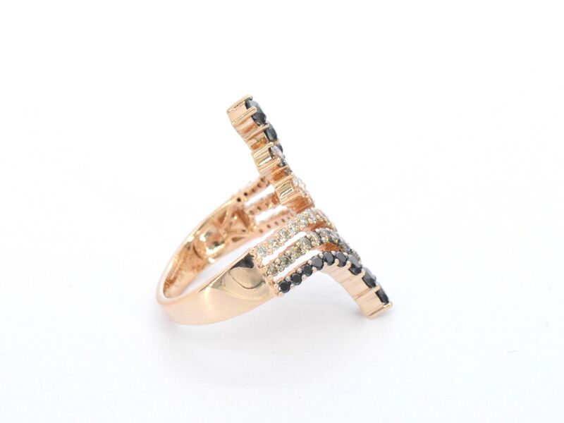 Rosé gouden ring met champagne en zwart gekleurde diamanten – foto 5 – kavel bij Onlineveilingmeester