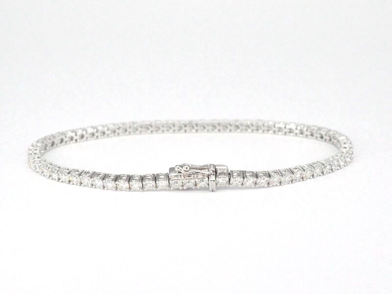 Witgouden tennisarmband met 5.00 carat natuurlijke briljant geslepen diamanten – foto 3 – kavel bij Onlineveilingmeester