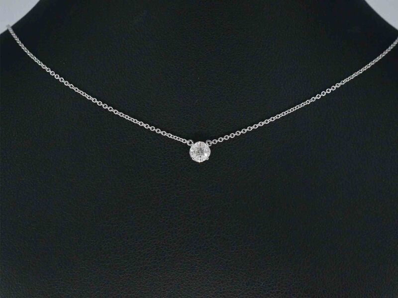 Witgouden ketting en hanger met diamant – foto 2 – kavel bij Onlineveilingmeester