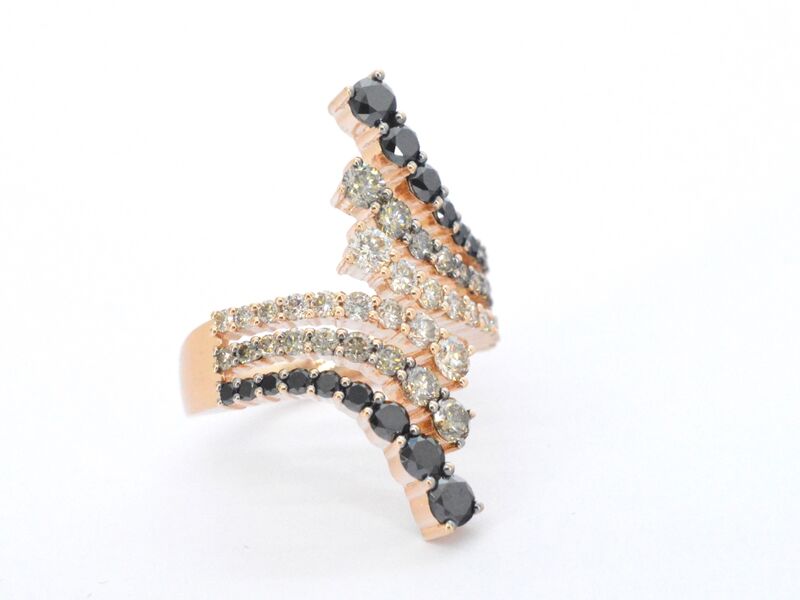 Rosé gouden ring met champagne en zwart gekleurde diamanten – foto 8 – kavel bij Onlineveilingmeester