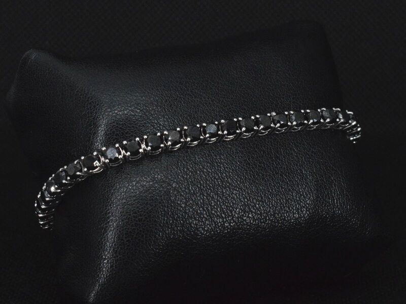 Witgouden armband met 15.00 carat zwarte Briljant geslepen diamanten – foto 3 – kavel bij Onlineveilingmeester