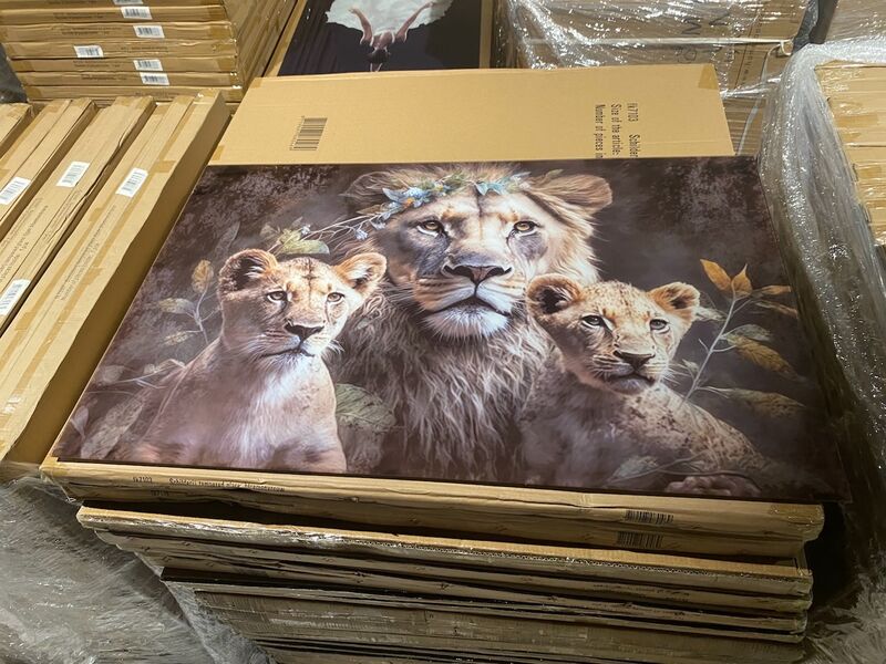 Schilderij gehard glas Leeuw met welpjes