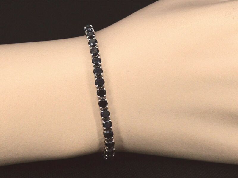 Witgouden armband met 15.00 carat zwarte Briljant geslepen diamanten – foto 2 – kavel bij Onlineveilingmeester