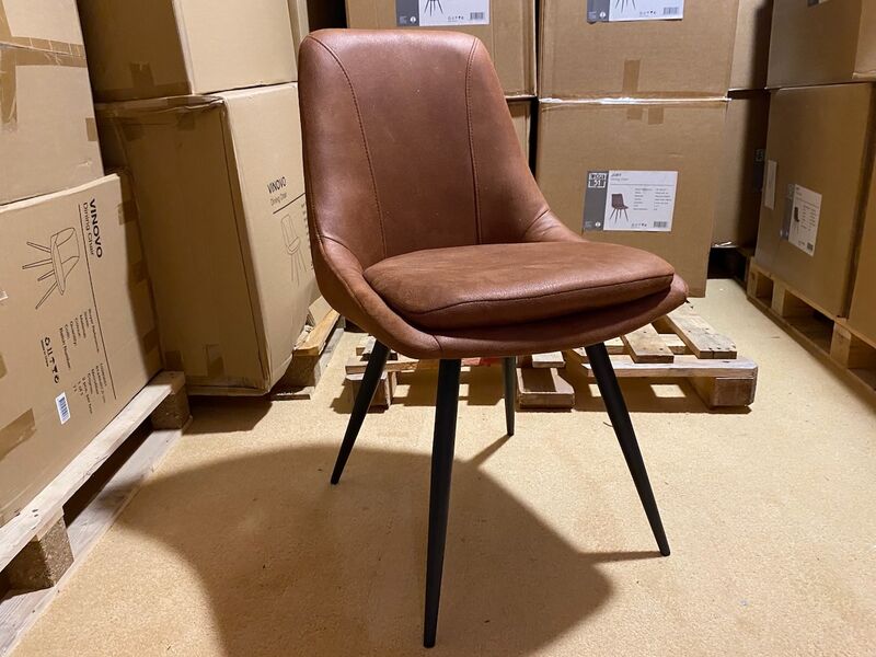 Set van 6 eetkamerstoelen, cognac