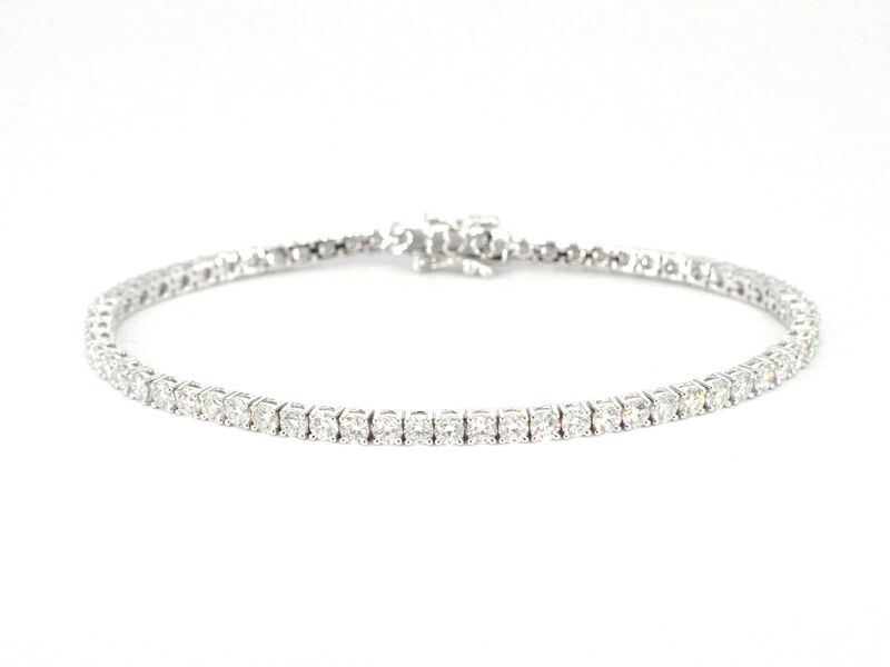 Witgouden tennisarmband met 5.00 carat natuurlijke briljant geslepen diamanten – kavel bij Onlineveilingmeester