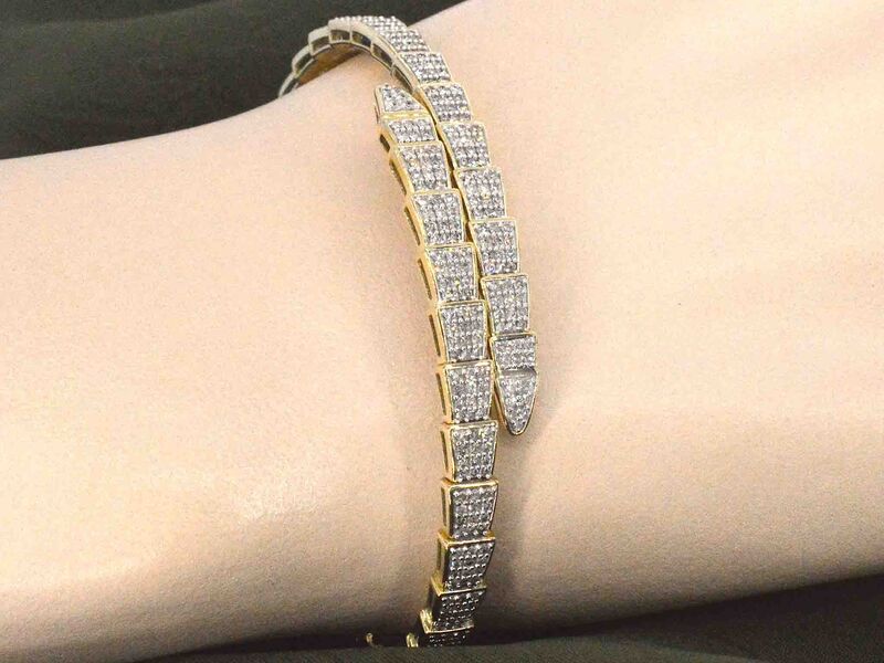Gouden armband van serpent model met natuurlijke diamanten – foto 2 – kavel bij Onlineveilingmeester