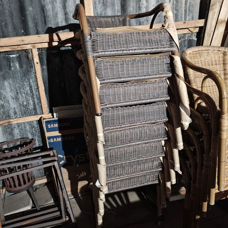 8x Terras stoelen met trolley, donker bruin
