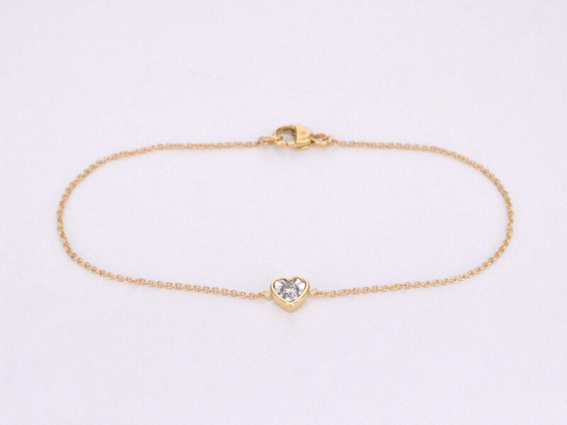 Gouden armband met diamanten hartje 0.10 carat