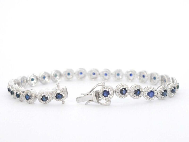 Witgouden armband met diamanten en saffieren 6.20 carat – foto 4 – kavel bij Onlineveilingmeester