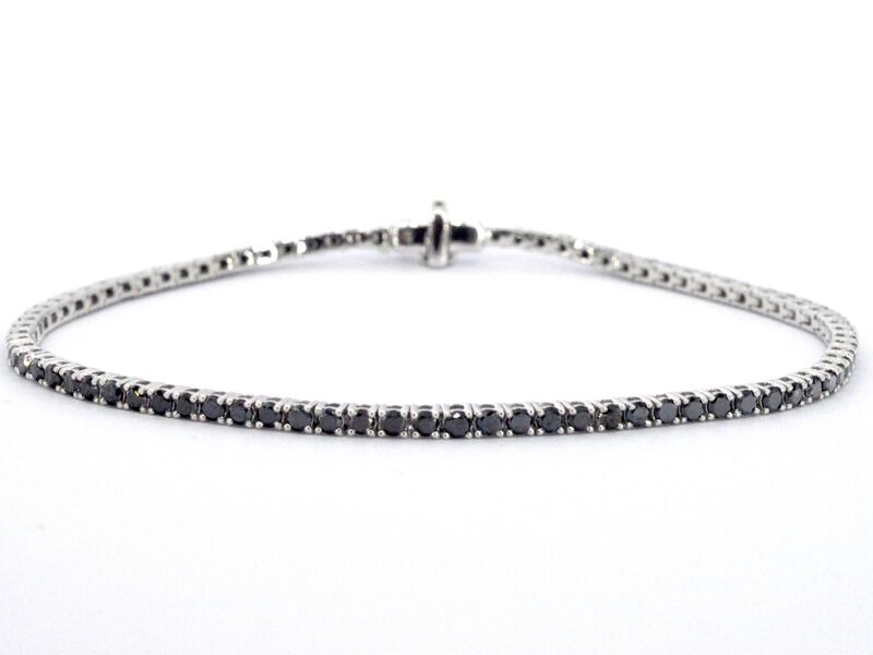 Witgouden tennisarmband met 2.80 carat aan zwarte diamanten – kavel bij Onlineveilingmeester