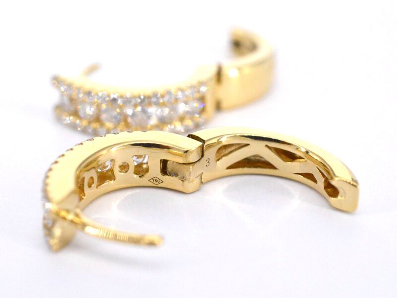 Gouden oorbellen met drie rijen diamanten – foto 8 – kavel bij Onlineveilingmeester