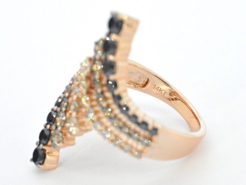 Rosé gouden ring met champagne en zwart gekleurde diamanten – foto 9 – kavel bij Onlineveilingmeester