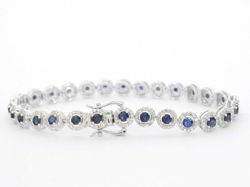 Witgouden armband met diamanten en saffieren 6.20 carat – foto 3 – kavel bij Onlineveilingmeester