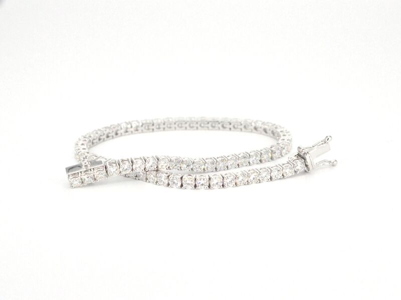 Witgouden tennisarmband met 5.00 carat natuurlijke briljant geslepen diamanten – foto 8 – kavel bij Onlineveilingmeester