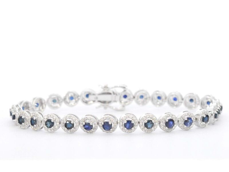 Witgouden armband met diamanten en saffieren 6.20 carat – kavel bij Onlineveilingmeester
