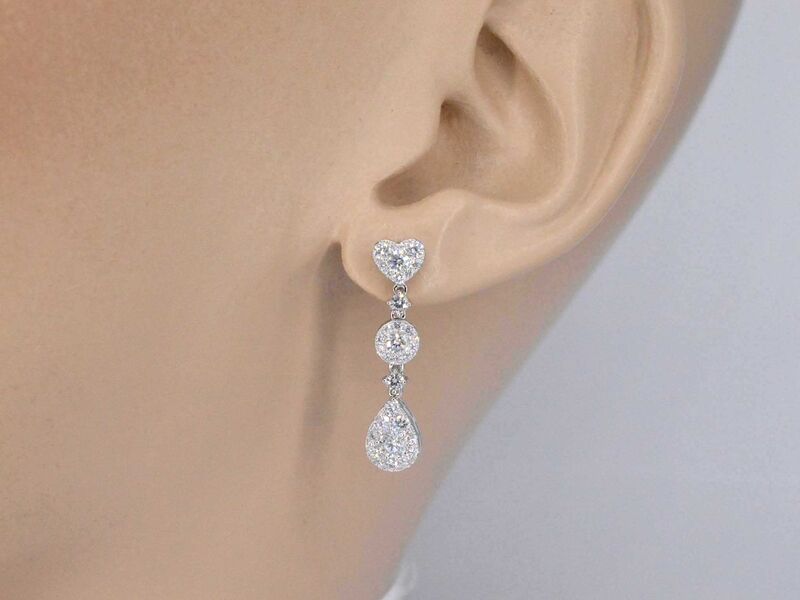 Witgouden diamanten oorhangers met diamanten 1.50 carat – foto 2 – kavel bij Onlineveilingmeester