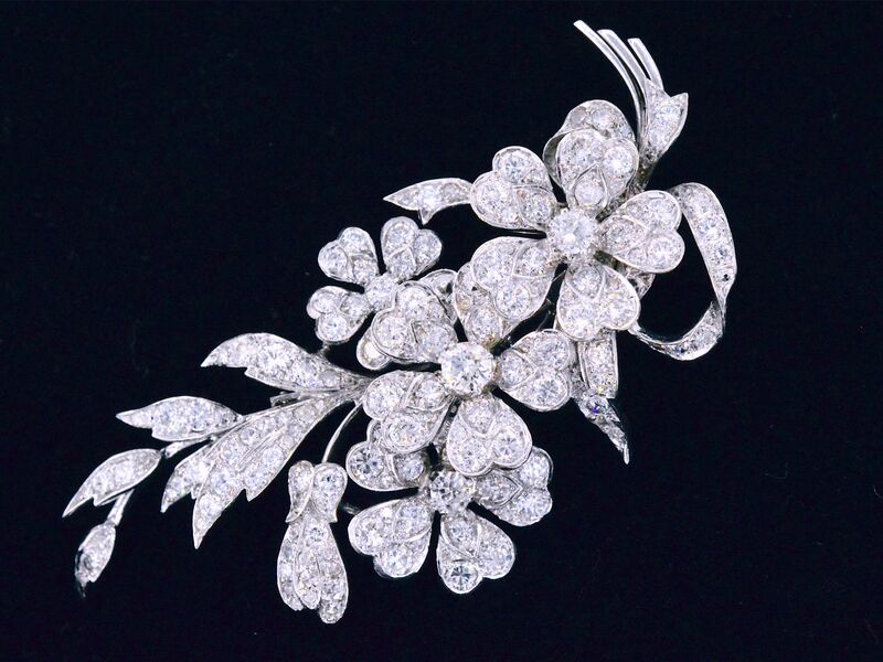 Antieke broche met diamanten 12.00 carat