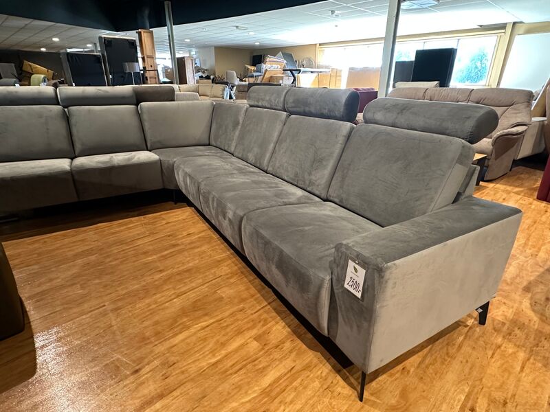 Mega hoekbank met open eiland, neksteunen, blauwgrijs – foto 3 – kavel bij Onlineveilingmeester, Joure