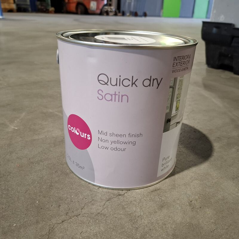 Ca. 25x 2.5 liter blikken verf inclusief palletbox, B & Q Colors, Wit – foto 5 – kavel bij Onlineveilingmeester, Heerenveen