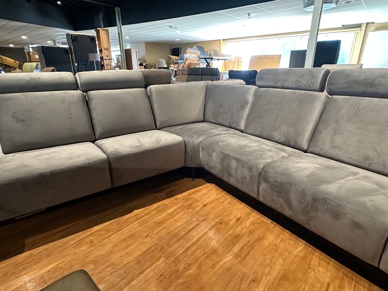 Mega hoekbank met open eiland, neksteunen, blauwgrijs – foto 7 – kavel bij Onlineveilingmeester, Joure