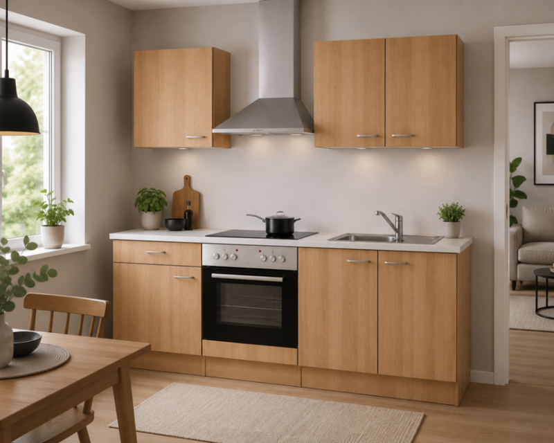 Design keuken met apparatuur, Rudy, eiken