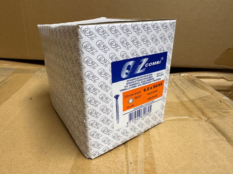 Ca. 24x 100 pack spaanplaatschroeven QZ-Combi, 6x90/65 – kavel bij Onlineveilingmeester