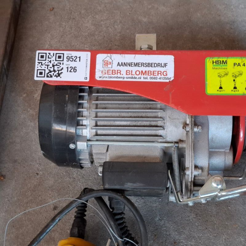 Elektrische takel, HBM, PA 400D, 2020, met hijsconstructie – foto 5 – kavel bij Onlineveilingmeester, Smilde