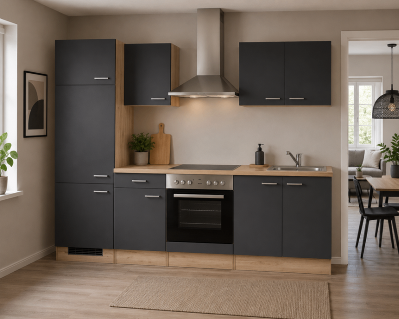 Design keuken met apparatuur, Maxime, antraciet