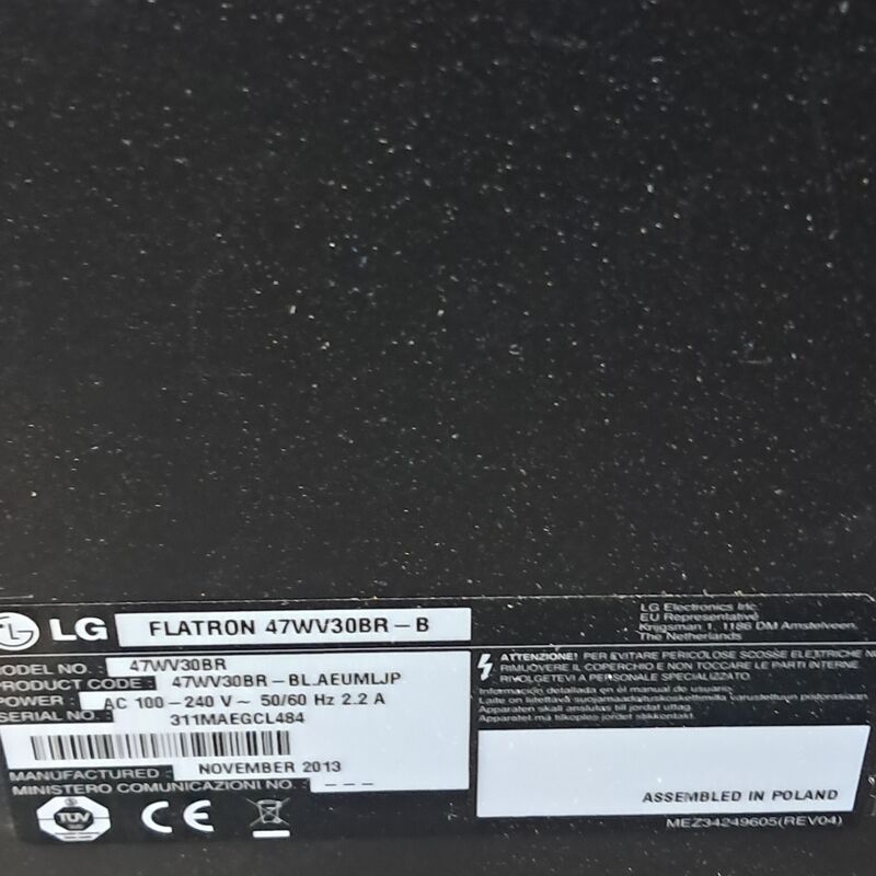 4x Monitor, LG, Flatron 47WV30BR-B, 2011 – foto 6 – kavel bij Domeinen Roerende Zaken, Groningen