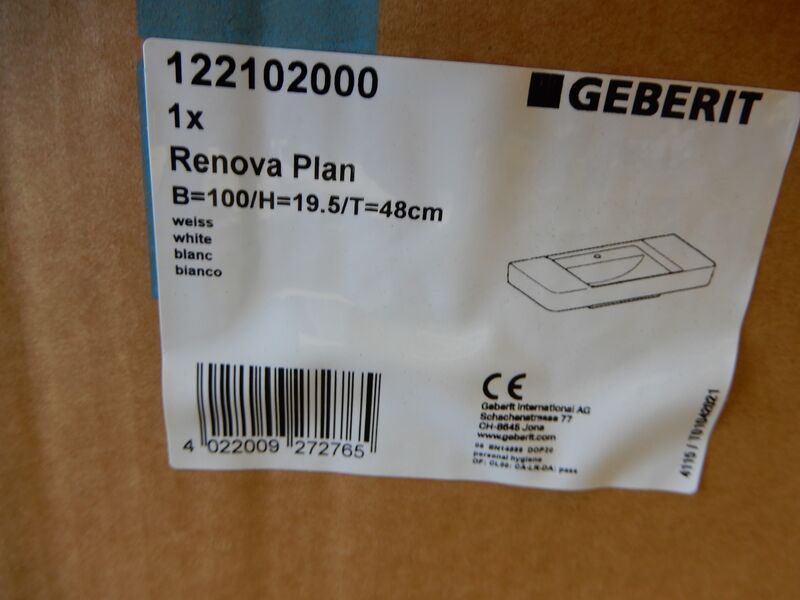5x Wastafel, Geberit, Renova plan, wit – foto 5 – kavel bij Onlineveilingmeester, Assen