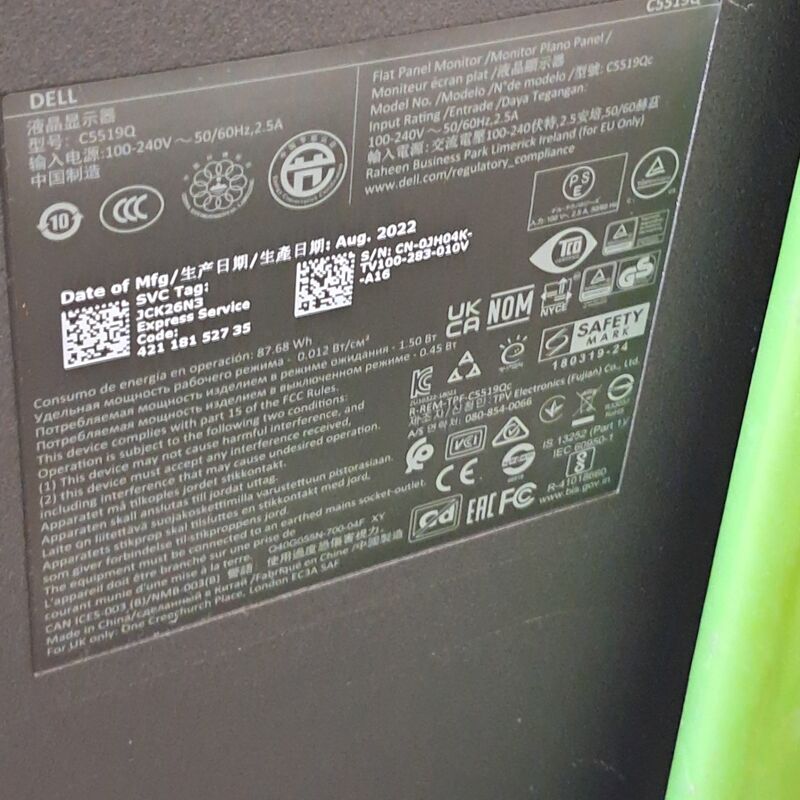 Monitor, Dell, C5519Q, 2022 – foto 2 – kavel bij Domeinen Roerende Zaken, Groningen