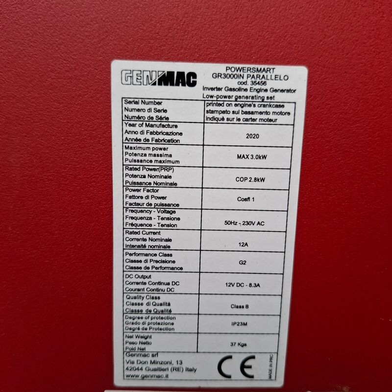 Generator Genmac, GR3000iN, bouwjaar 2020 – foto 4 – kavel bij Onlineveilingmeester, Winsum