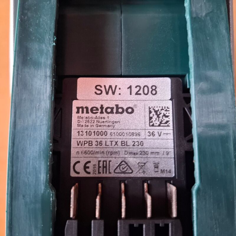 Accu haakse slijper Metabo, WPB 36 LTX BL230, bouwjaar 2016 – foto 6 – kavel bij Onlineveilingmeester, Winsum