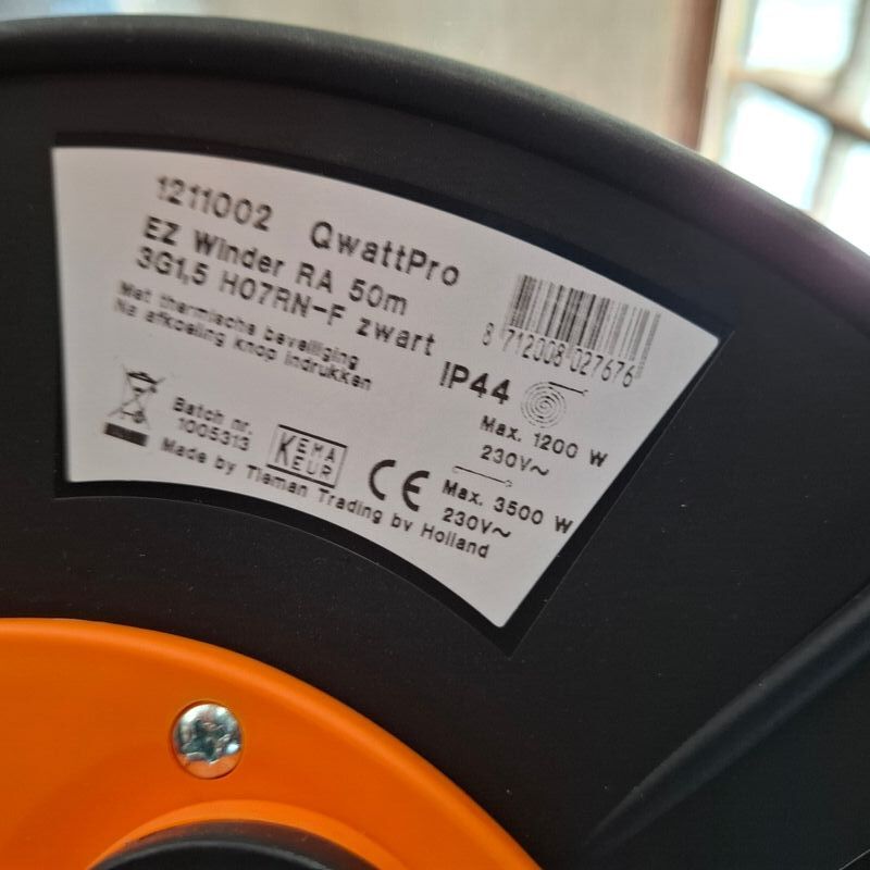 Kabelhaspel QwattPro, 3G1.5 – foto 3 – kavel bij Onlineveilingmeester, Winsum