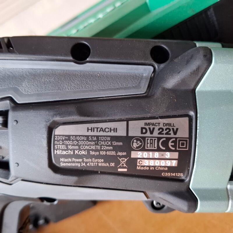 Klopboormachine Hitachi, DV 22V, bouwjaar 2018 – foto 5 – kavel bij Onlineveilingmeester, Winsum