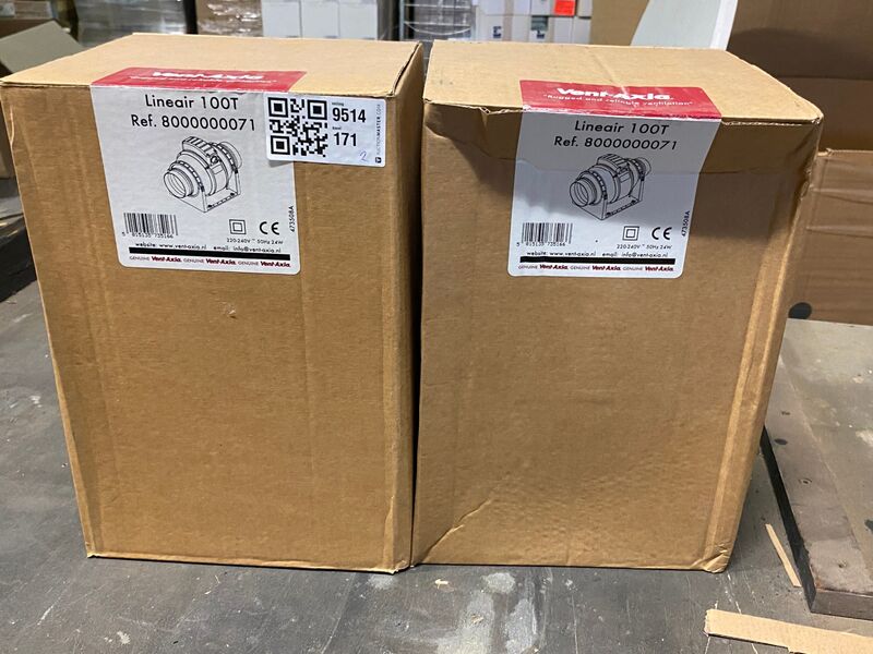 2x Buisventilator 100mm mixed flow met timer, Vent-Axia – kavel bij Onlineveilingmeester, Gramsbergen