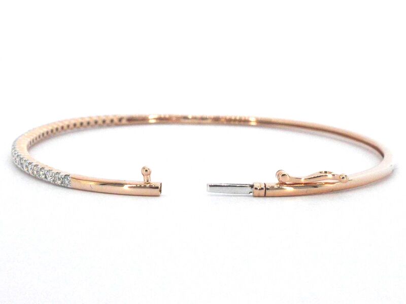 Rosegouden bangle armband met natuurlijke briljant geslepen diamanten – foto 6 – kavel bij Onlineveilingmeester